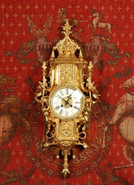 fig 2. Superb Antique French Gothic Cartel Wall Clock ~ Panthers. 